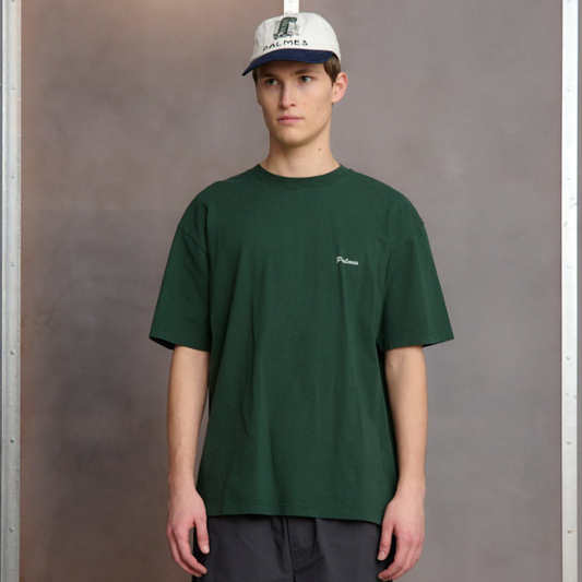 Palmes - T-shirt Dyed Dark Green w. White