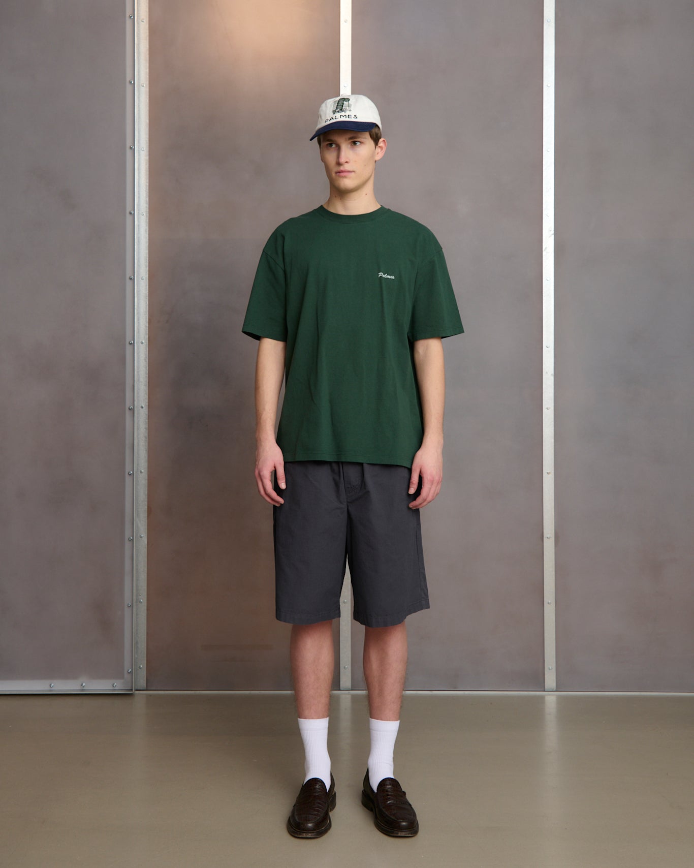 Palmes - T-shirt Dyed Dark Green w. White