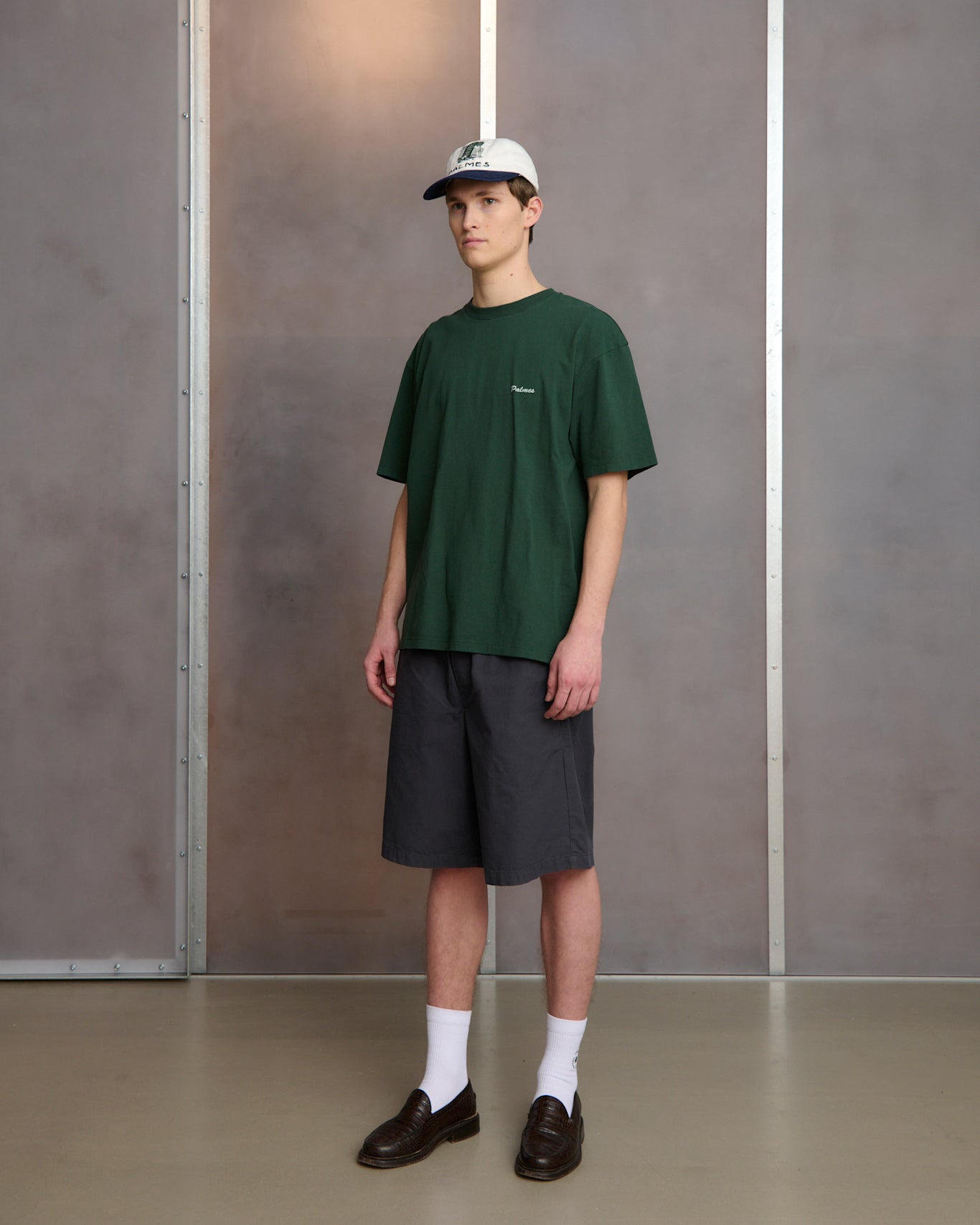 Palmes - T-shirt Dyed Dark Green w. White