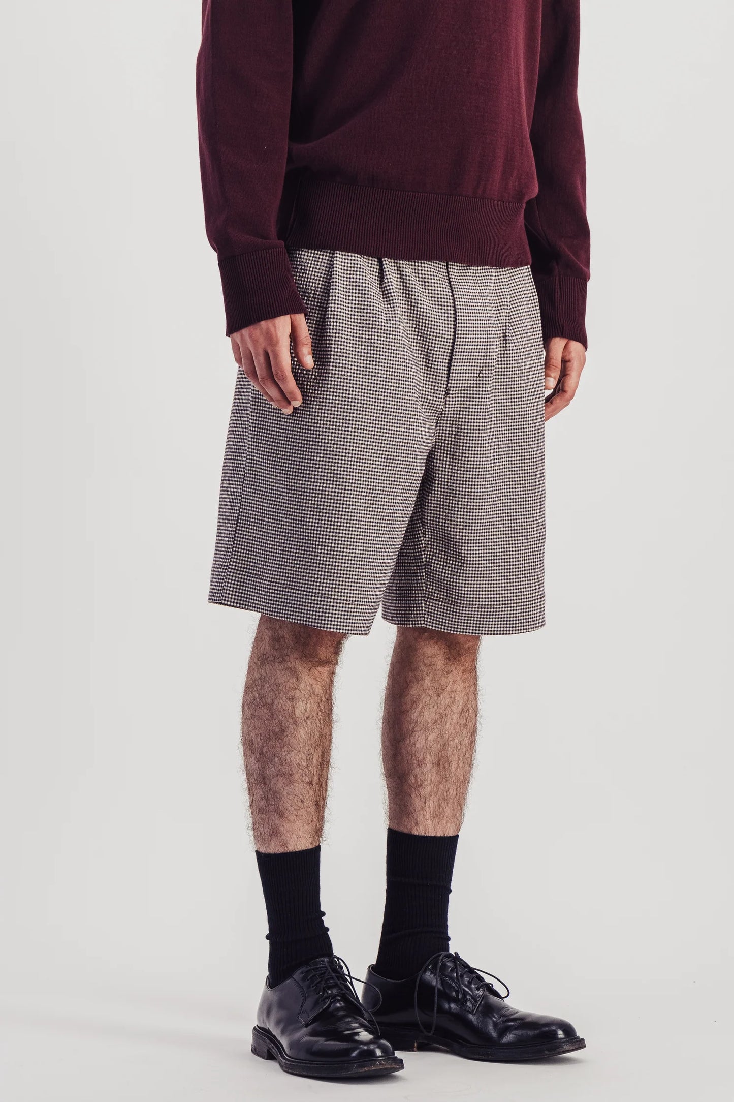 Parages - Shorts Two Pleats Searsucker Check Brown