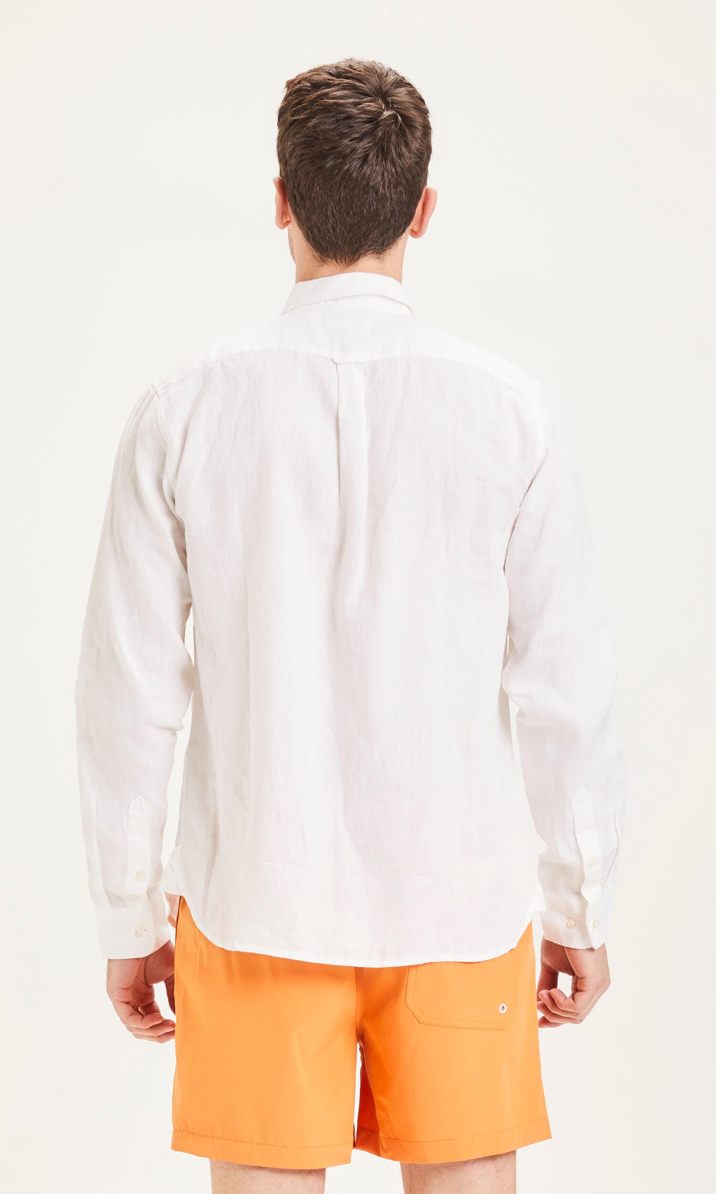 Knowledge Cotton Apparel - Shirt Larch LS Linen Custom Fit White